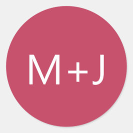 Einfache Schlichte Magenta-Rosa-Monogramm-Hochzeit Runder Aufkleber