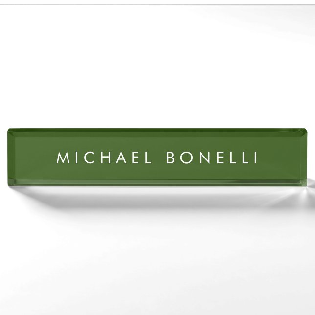 Einfache Schlichte Minimal Elegant Modernes Forest Namensplakette (Vorderseite)