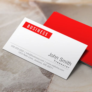 Einfache Schlichte Red Label Treasurer Minimalisti Visitenkarte