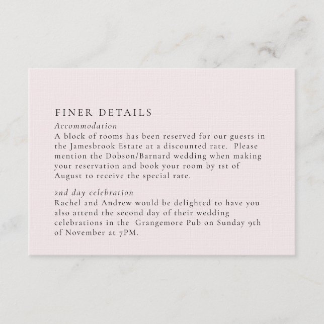 Einfache Schlichte romantische Soft Blush Solid Hi Begleitkarte (Vorderseite)