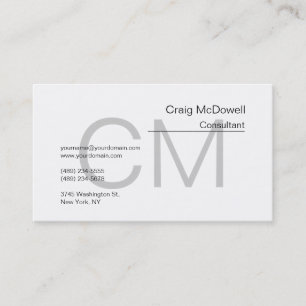 Einfache Schlichte Schwarz-weiße Monogramm-Visiten Visitenkarte
