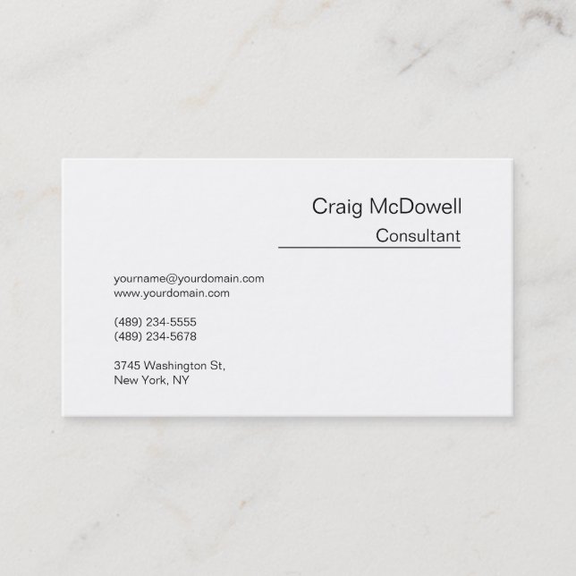 Einfache Schlichte Schwarz-weiße Visitenkarte (Vorderseite)