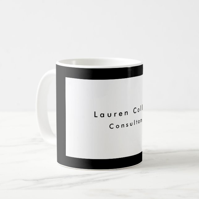 Einfache Schlichte schwarze Grenze Minimalistisch Kaffeetasse (Vorderseite Links)