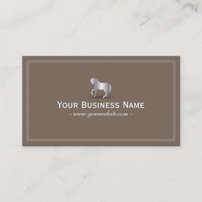 Einfache Schlichte Silver Horse Business Card (bra Visitenkarte (Vorderseite)