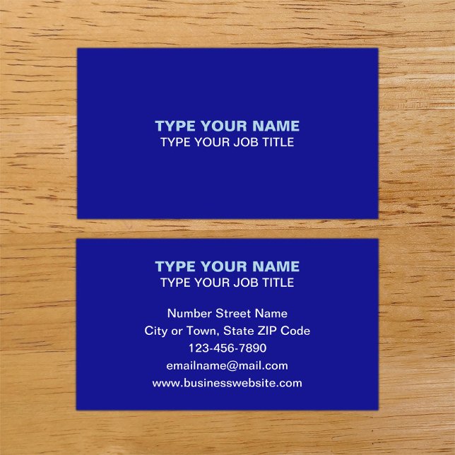 Einfache Schlichte Texte Design Blue Calling Card Telefonnummerkarte (Plain texts design blue calling card.)