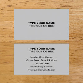 Einfache Schlichte Texte Design Graue Calling Card Telefonnummerkarte