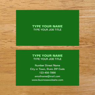 Einfache Schlichte Texte Design Green Calling Card Telefonnummerkarte