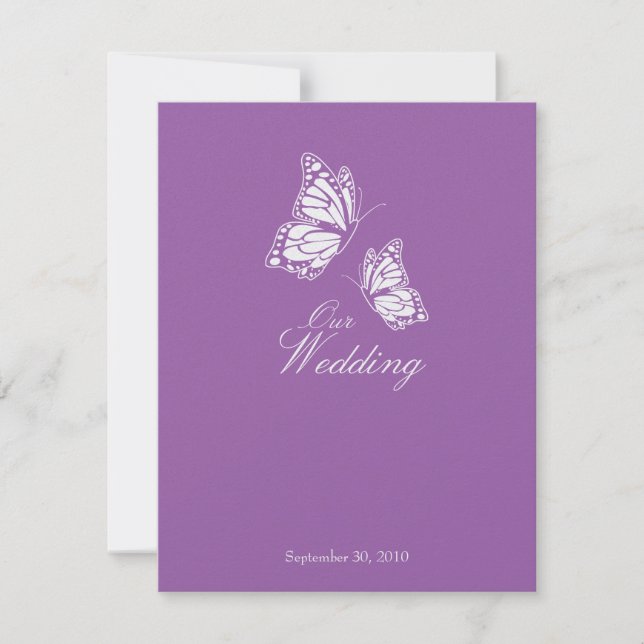 Einfache Schmetterlinge Hochzeit 2 Einladung (Vorderseite)