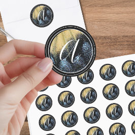 Einfache Schmetterlingswelle Gelb und Blau Runder Aufkleber