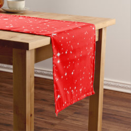 Einfache Schnee und Stars auf RED oder Ihrer Farbe Kurzer Tischläufer