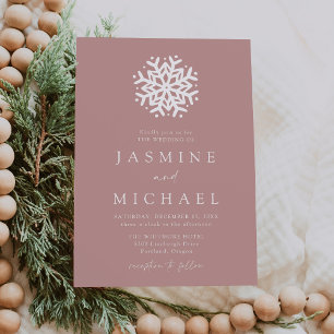 Einfache Schneeflocke Dusty Rose Hochzeit Einladung