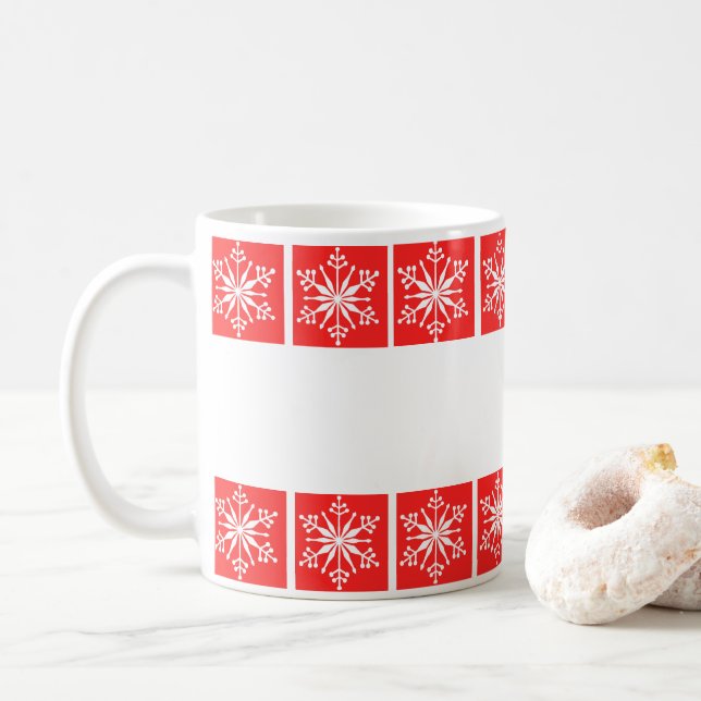Einfache Schneeflocke Gemusterte Tasse. Kaffeetasse (Mit Donut)
