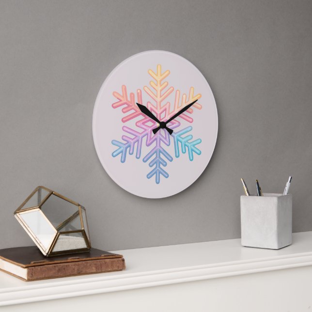Einfache Schneeflocke Große Wanduhr (Büro)