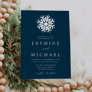 Einfache Schneeflocke Navy Hochzeit Einladung