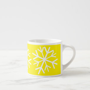Einfache Schneeflocke Weiß Hellgelb Espressotasse
