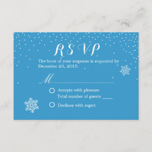 Einfache Schneeflocken Blue Winter Wedding RSVP Ka Karte