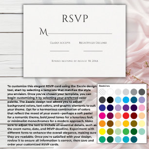 Einfache schöne schwarze und weiße moderne Hochzei RSVP Karte