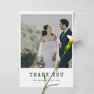 Einfache Schreibmaschine Hochzeit Foto danke Karte