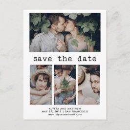 Einfache Schreibmaschine Save the Date | 4 FOTO Ankündigungspostkarte