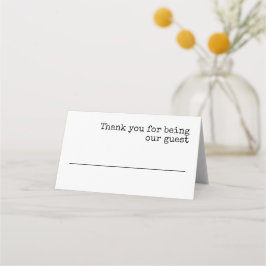 Einfache Schreibmaschinenhochzeit Minimalistische  Platzkarte