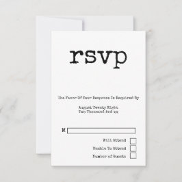 Einfache SchreibmaschinenTypografie Minimalistisch RSVP Karte