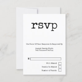 Einfache SchreibmaschinenTypografie Minimalistisch RSVP Karte