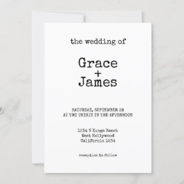 Einfache Schreibschrift Minimalistische Hochzeit Einladung
