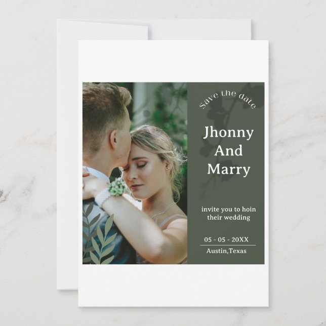 Einfache Schrift Foto Hochzeit Save-the-Date-Karte Save The Date (Vorderseite)