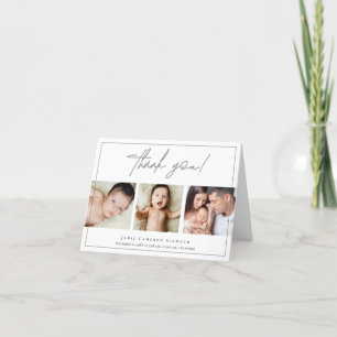 Einfache Schrift für die Typbearbeitung Baby 3 Fot Dankeskarte