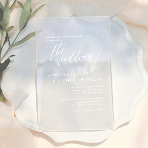 Einfache Schrift Kalligrafie Elegante Hochzeit Acryleinladungen