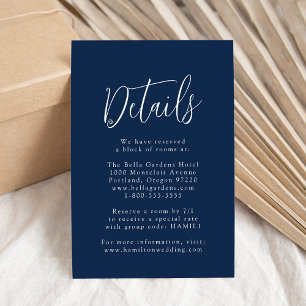 Einfache Schrift Navy Hochzeitsdetails Begleitkarte
