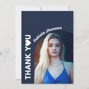 Einfache Schrift navyblau Abschluss Danke Karte