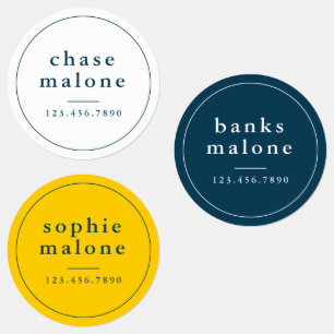 Einfache Schulfarben Wassersicherer Name Etiketten