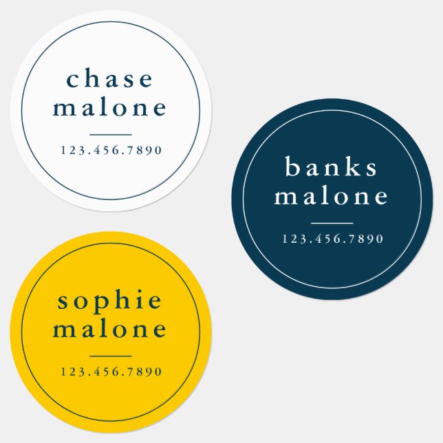 Einfache Schulfarben Wassersicherer Name Etiketten (Gruppe)