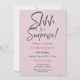 Einfache Schwarz-Beige-Überraschung Geburtstagspar Einladung