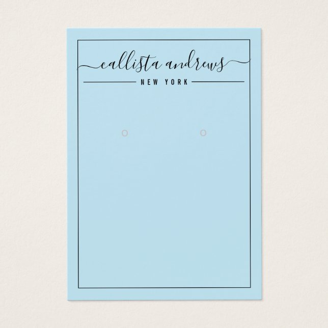 Einfache schwarz-blaue Ohrring-Display-Karte (Vorderseite)