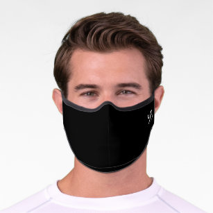 Einfache Schwarz-Chic-Farbe für Monogramm Premium Mund-Nasen-Maske