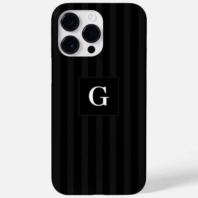 Einfache Schwarz-Dunkel-Graue Streifen Single Init Case-Mate iPhone Hülle (Rückseite)