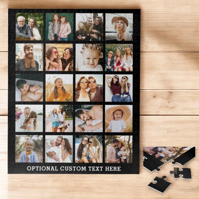 Einfache Schwarz-FotoCollage 20 Personalisiert Puzzle (Von Creator hochgeladen)