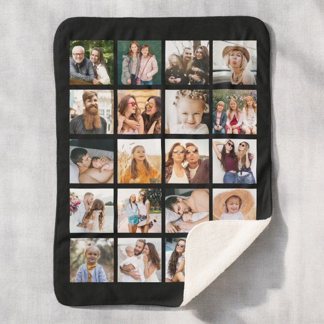 Einfache Schwarz-FotoCollage 20 Personalisiert Sherpadecke (Von Creator hochgeladen)