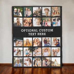 Einfache Schwarz-FotoCollage 25 Personalisiert Fleecedecke