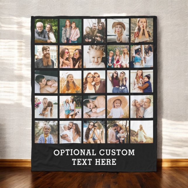 Einfache Schwarz-FotoCollage 25 Personalisiert Fleecedecke (Von Creator hochgeladen)
