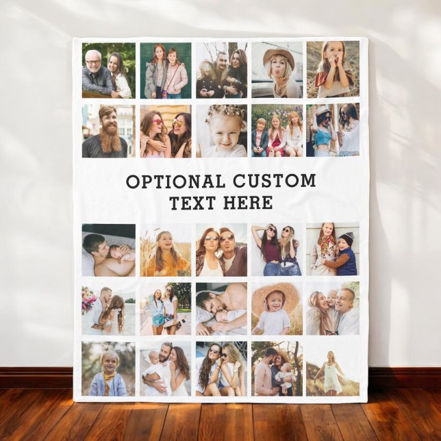 Einfache Schwarz-FotoCollage 25 Personalisiert Fleecedecke (Von Creator hochgeladen)
