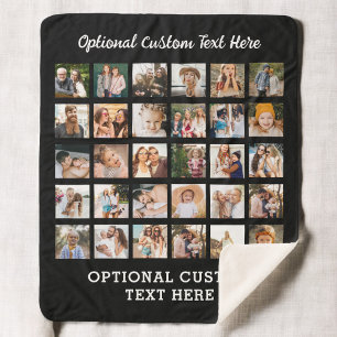 Einfache Schwarz-FotoCollage 30 Personalisiert Sherpadecke