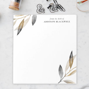 Einfache Schwarz-Gold-Blätter vom Schreibtisch des Notizblock