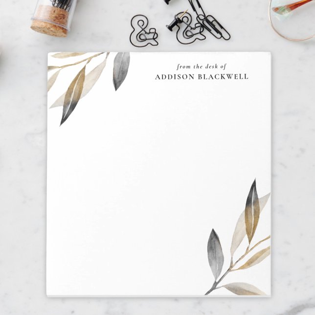 Einfache Schwarz-Gold-Blätter vom Schreibtisch des Notizblock (Von Creator hochgeladen)