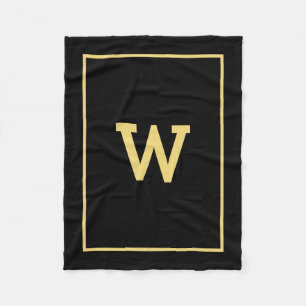 Einfache Schwarz-Gold-Erstmonogramm Fleecedecke