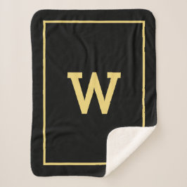 Einfache Schwarz-Gold-Erstmonogramm Sherpadecke