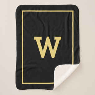 Einfache Schwarz-Gold-Erstmonogramm Sherpadecke