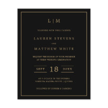 Einfache Schwarz-Gold-Hochzeitsreise